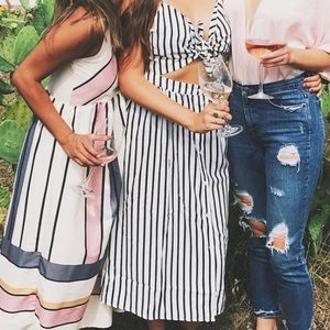 Tie front striped dress